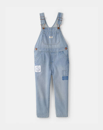 Toddler Girl Denim Patch Overalls - Light Wash, 
