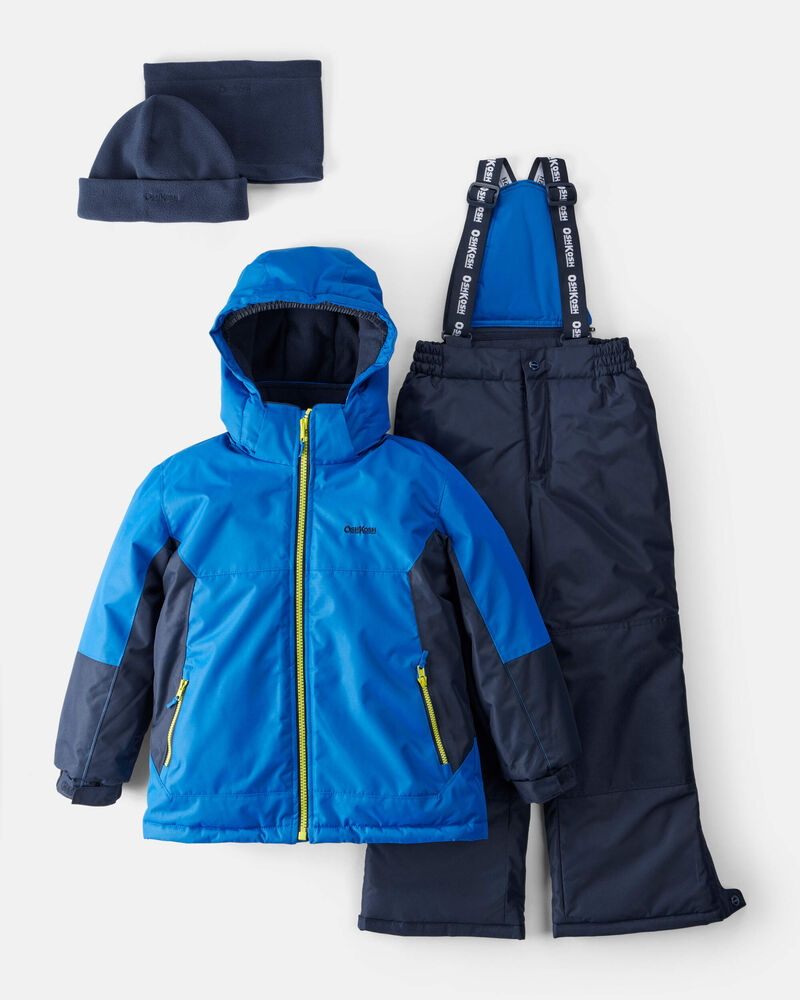 Boys 2-Piece Taslan Color Block Snowsuit Set - Blue, image 1 of 13 slides