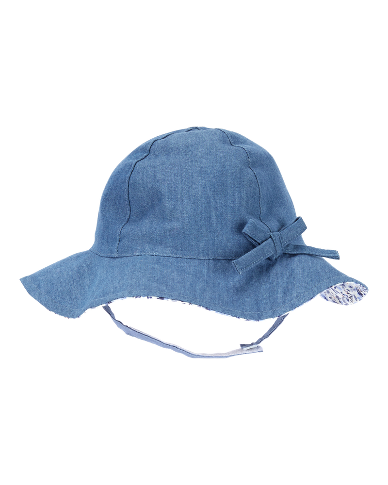 Baby Chambray Bow Sun Hat, image 1 of 2 slides