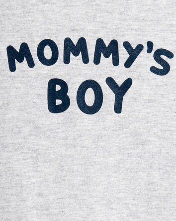 Baby Boy "Mommy's Boy" Long-Sleeve Graphic Bodysuit - Grey, 
