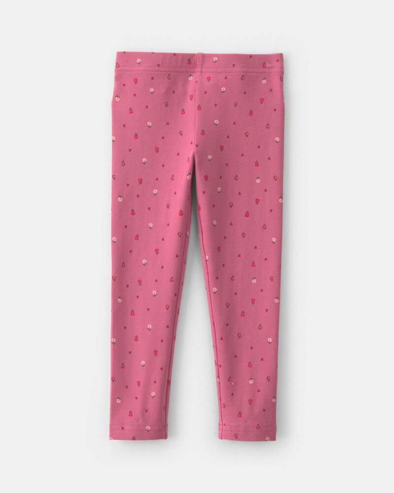 Toddler Girl Floral Cotton Pull-On Stretch Leggings - Pink, image 2 of 4 slides