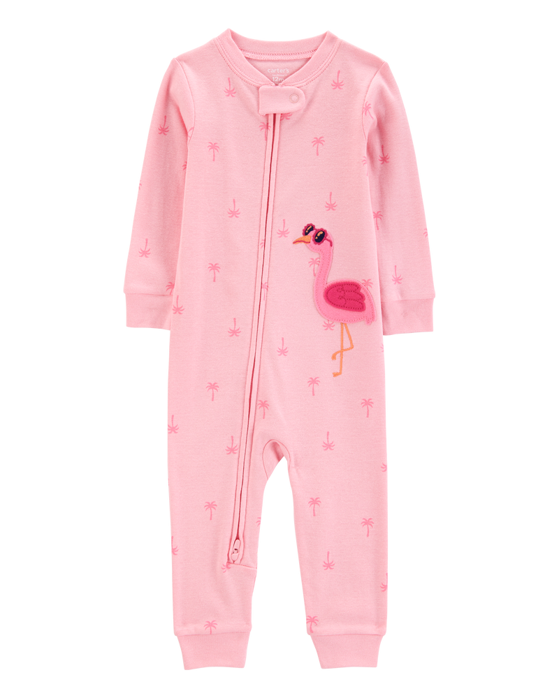 Toddler Flamingo Print Snug Fit Cotton 1-Piece Pyjamas, image 1 of 4 slides