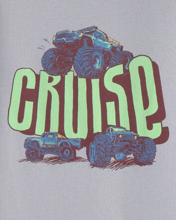 Gar&ccedil;ons - Pyjama ajust&eacute; 4 pi&egrave;ces en 100 % coton, camions monstres - Gris, 