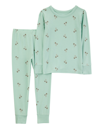 Toddler Palm Tree Print PurelySoft 2-Piece Pyjamas - Mint, 