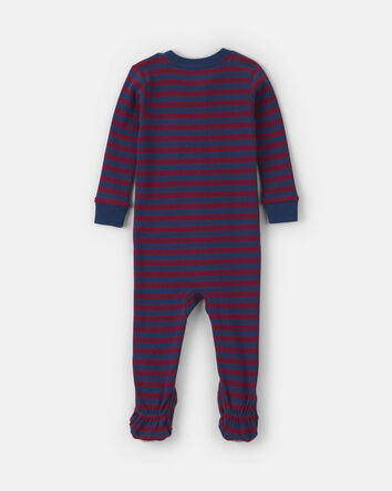 Tout-petit gar&ccedil;on - Pyjama ajust&eacute; 1 pi&egrave;ce en 100&nbsp;% coton et pieds &agrave; motif chien et rayures &ndash; Bourgogne/Bleu, 