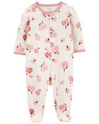 Baby Apple Print 2-Way Zip Cotton Sleeper, image 1 of 3 slides