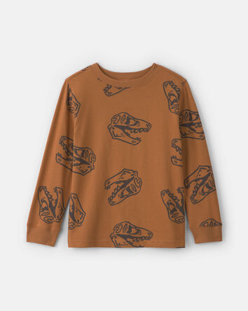 Gar&ccedil;ons - T-shirt manches longues &agrave; motif dinosaure &ndash; Brun, 