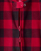 Baby Plaid Print Reindeer Christmas Loose Fit Long-Sleeve Sleeper - Red, image 2 of 5 slides