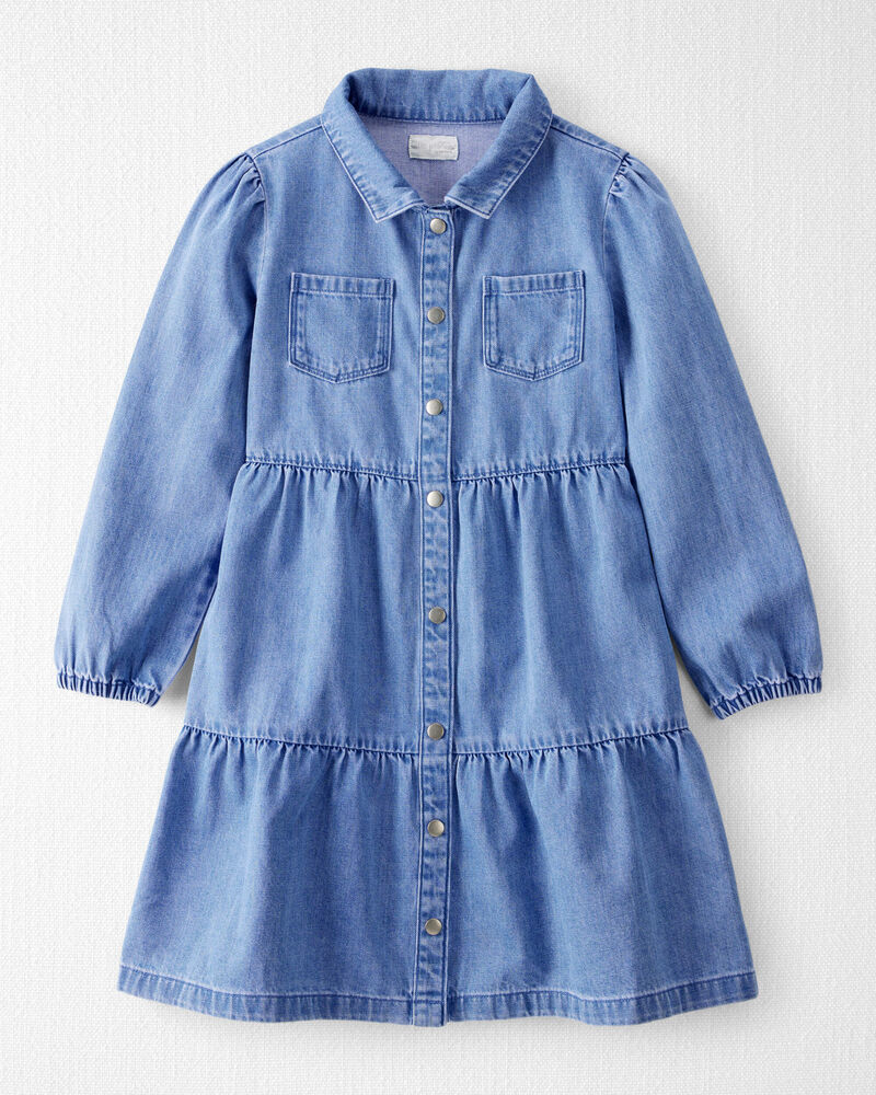 Girls Organic Cotton Chambray Dress, image 1 of 5 slides