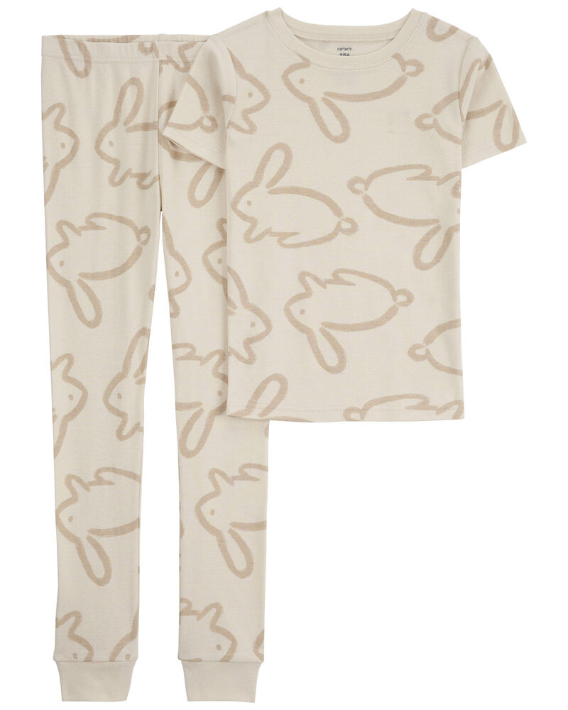 Khaki 2-Piece Bunny 100% Snug Fit Cotton Pyjamas