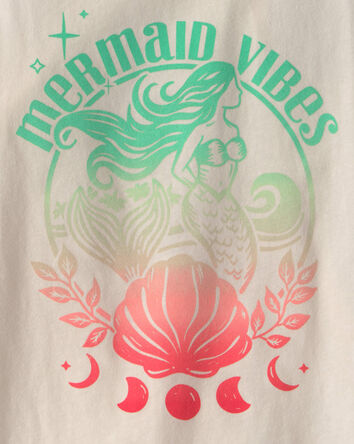 Girls 'Mermaid Vibes' Ombre Graphic Tank - Cream, 