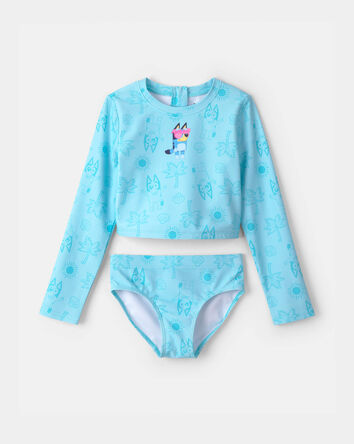 Girls 2-Piece Bluey&trade; Rashguard Swimsuit Set - Blue, 