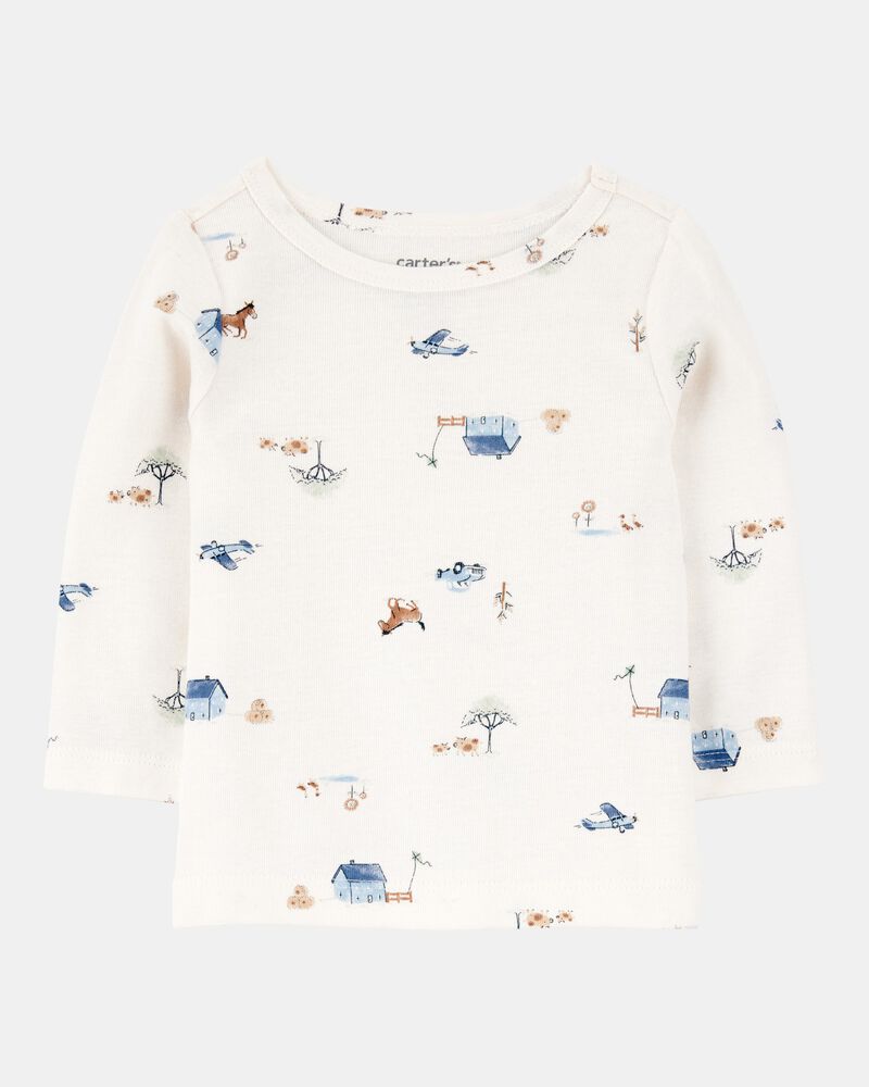 Baby Boy 2-Piece Long-Sleeve Tee & Thermal Coverall Set, image 3 of 6 slides