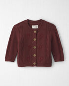 Baby Girl Organic Cotton Sweater Knit Embroidered Cardigan, image 1 of 3 slides