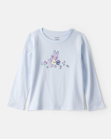 Tout-petit fille - T-shirt imprimé à manches longues à motif de lapin - Bleu, 