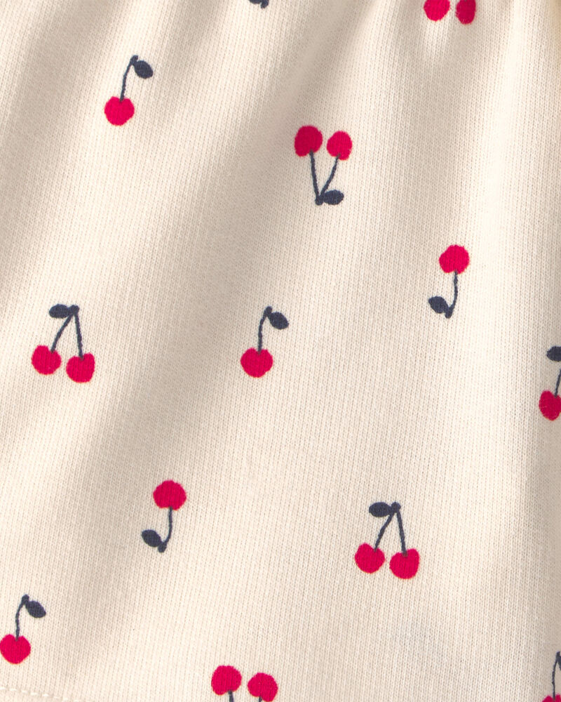 Toddler Girl Cherry French Terry Shorts - Cream, image 3 of 4 slides