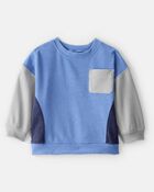 Baby Boy Colourblock Long-Sleeve Pullover Sweatshirt - Blue, image 1 of 3 slides