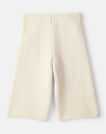 Baby Girl Wide-Leg Sweater Knit Pants - Ivory, 