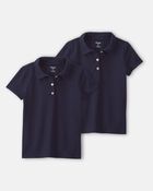 Girls 2-Pack Uniform Piqu&eacute; Polo Shirts - Navy, image 1 of 3 slides