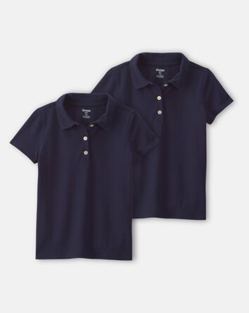 Girls 2-Pack Uniform Piqu&eacute; Polo Shirts - Navy, 