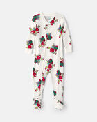 B&eacute;b&eacute; - Pyjama ajust&eacute; 1-pi&egrave;ce en 100&nbsp;% coton &agrave; fermeture &agrave; glissi&egrave;re double sens et pieds &agrave; motif Le Grincheux de Dr. Seuss de No&euml;l &ndash; Ivoire, image 1 sur 4 diapositives