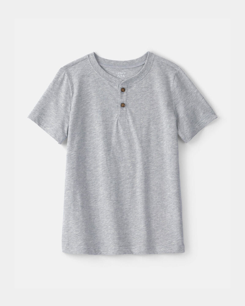 Boys Solid Henley T-Shirt - Grey, image 1 of 3 slides