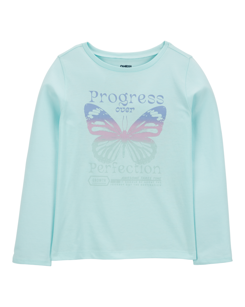 Kid Progress Over Perfection Long-Sleeve Shirt - Blue, image 1 of 3 slides