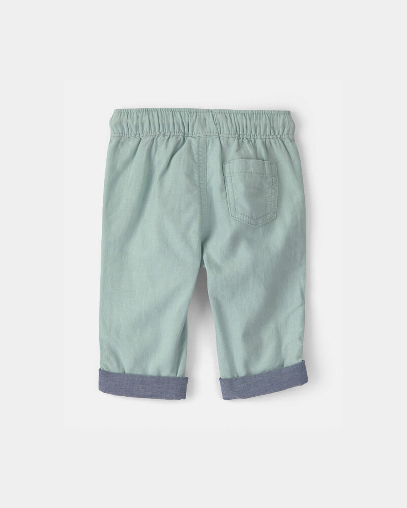Baby Boy Linen Pants - Green, image 2 of 4 slides