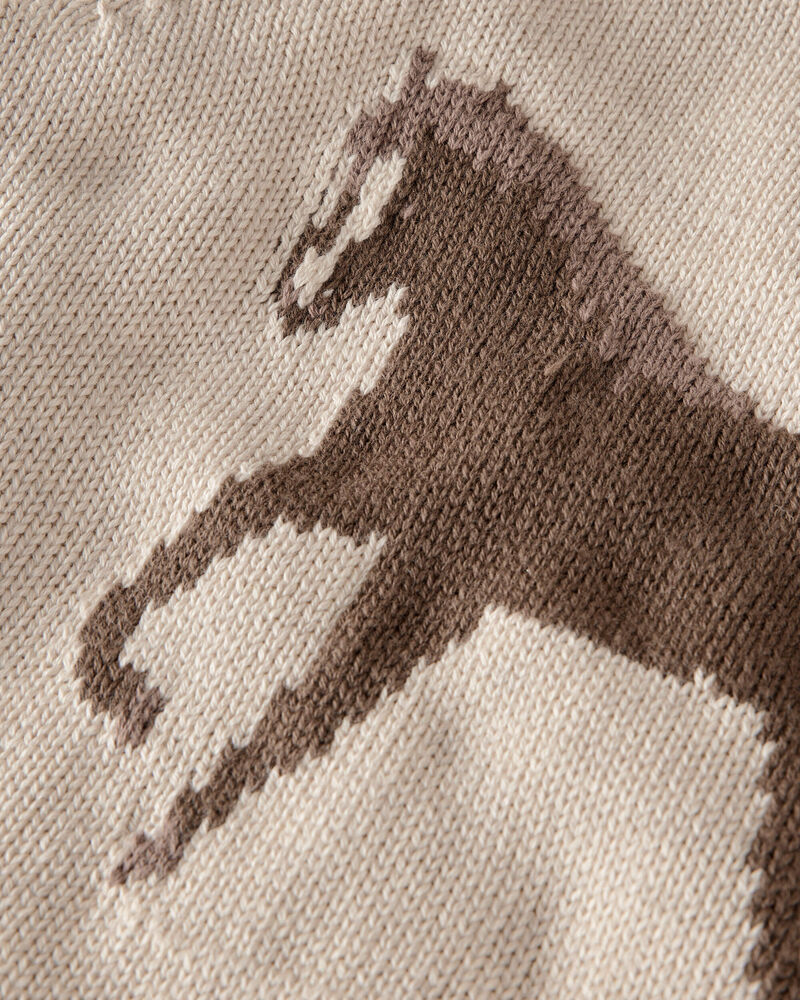 Toddler Organic Cotton Horse Sweater Knit Pullover, image 2 of 3 slides