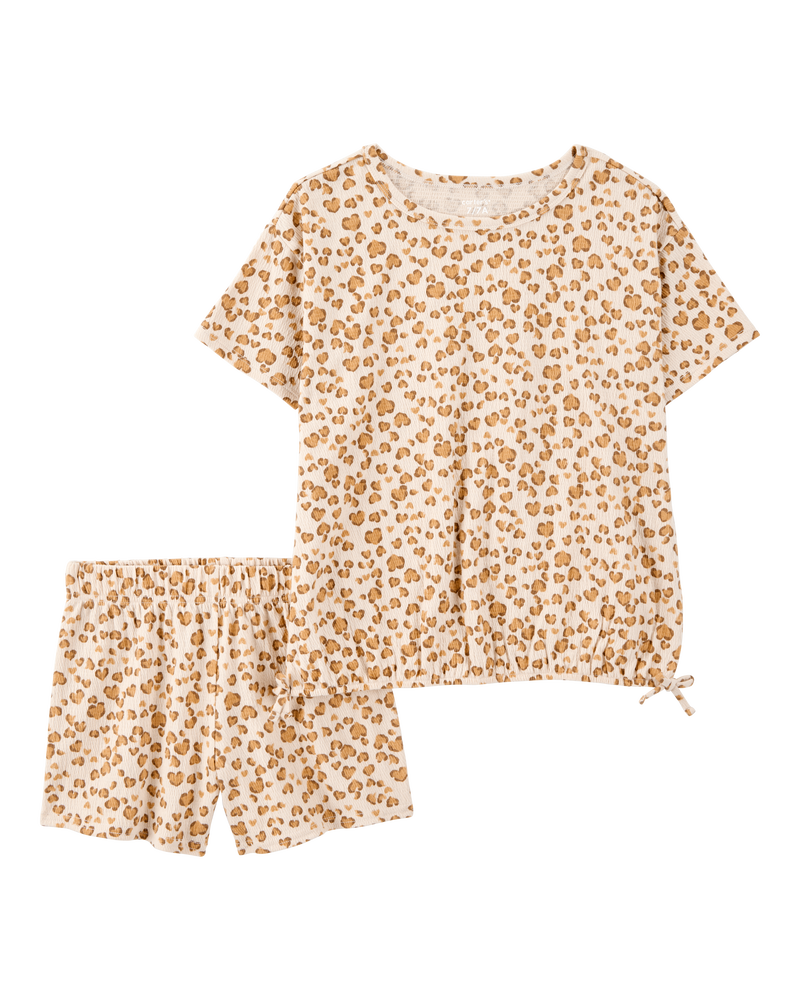 Kid 2-Piece Leopard Print Short Set - Brown, image 1 of 3 slides