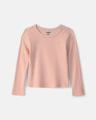 Toddler Girl Long-Sleeve Rib Top - Pink, image 1 of 3 slides