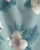 B&eacute;b&eacute; fille - Ensemble 2 pi&egrave;ces haut et short en chambray avec coton biologique &agrave; motif hibiscus - Bleu, image 4 sur 4 diapositives