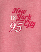 Girls 'New York City 95' French Terry Pullover Sweatshirt - Pink/Red, image 3 of 4 slides