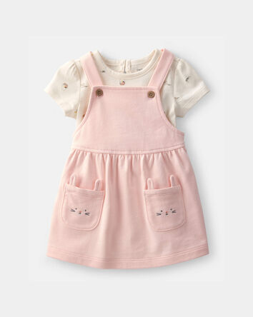 Baby Girl 2-Piece Easter Bunny Jumper Set - Pink/Ivory, 
