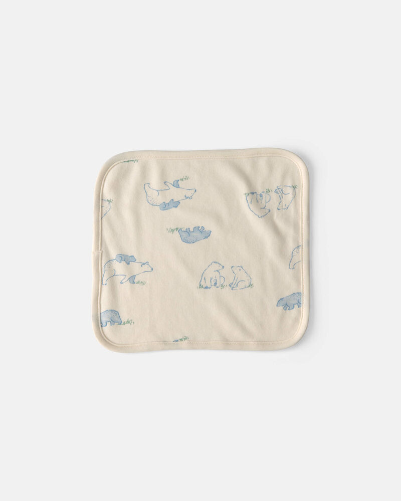 B&eacute;b&eacute; - Emballage 6 d&eacute;barbouillettes en tissu &eacute;ponge &agrave; motif ourson - Bleu, image 2 sur 3 diapositives