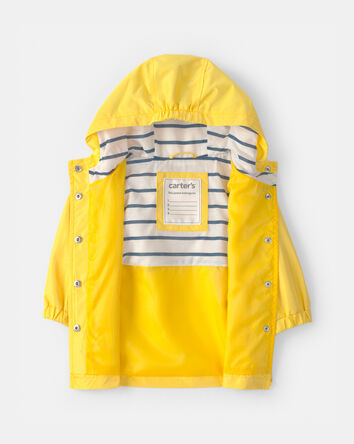 Baby Boy Solid Rain Rain Jacket- Yellow , 