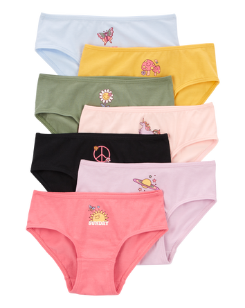 Enfant Emballage de 7 culottes hipsters en coton extensible &agrave; motif des jours de la semaine pour filles, 