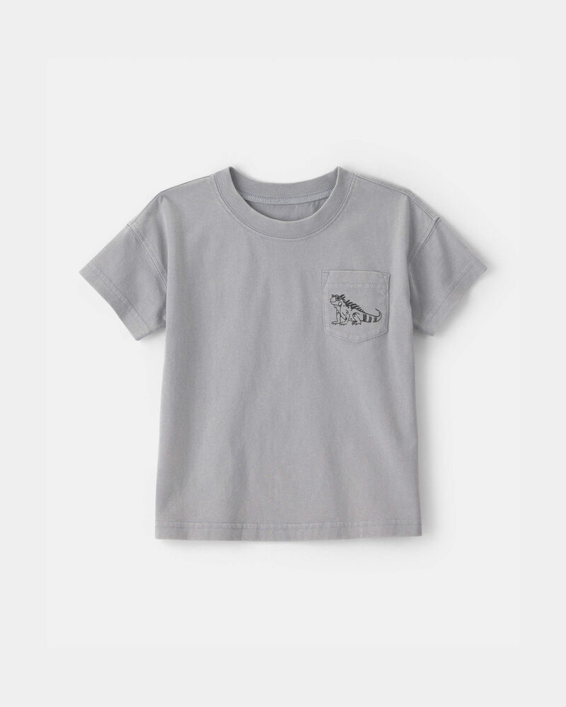 Tout-petit gar&ccedil;on - T-shirt &agrave; imprim&eacute; de l&eacute;zard sur la poche - Gris, image 1 sur 2 diapositives