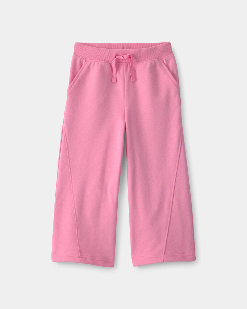Tout-petit fille - Pantalon &agrave; jambe large en jersey bouclette - Rose, image 1 sur 4 diapositives