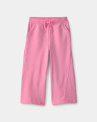 Tout-petit fille - Pantalon &agrave; jambe large en jersey bouclette - Rose, image 1 sur 4 diapositives