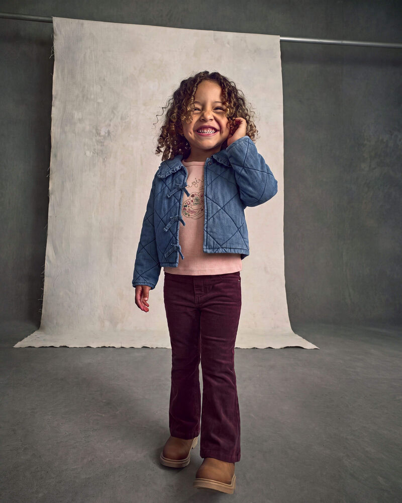 Toute-petite fille &ndash; Blouson matelass&eacute; en denim &ndash; D&eacute;lav&eacute; moyen, image 3 sur 3 diapositives