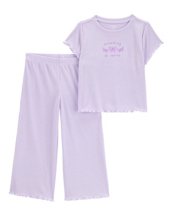 Toddler Girl Butterfly Loose Fit 2-Piece Pyjamas - Purple, 