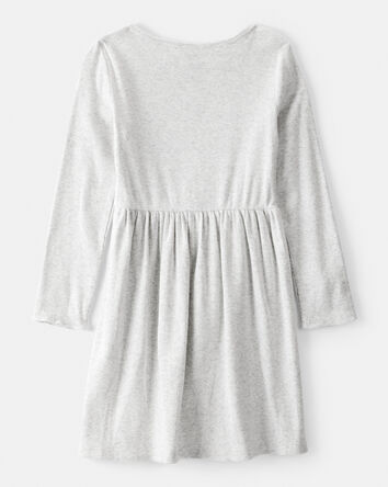 Filles - Robe à manches longues en coton - Gris, 