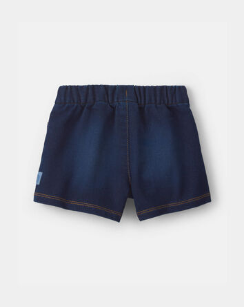 Baby Girl French Terry Knit Shorts - Dark Wash, 