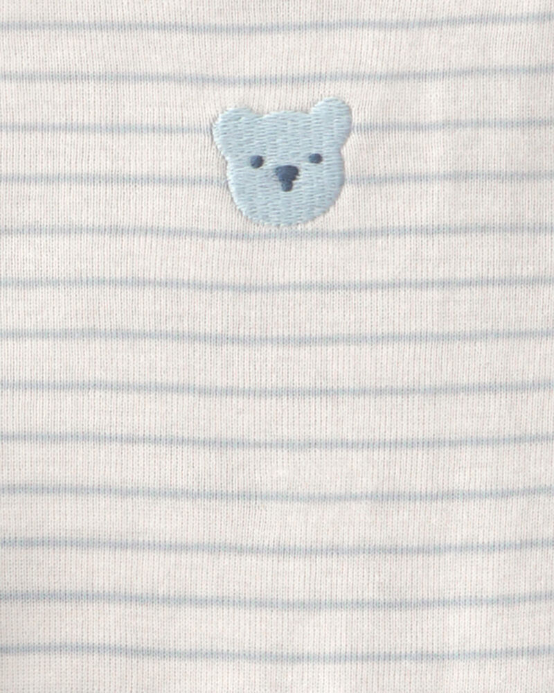B&eacute;b&eacute; - Ensemble 3 pi&egrave;ces &agrave; superposer, haut &agrave; manches courtes en tissu &eacute;ponge &agrave; motif ourson - Bleu, image 7 sur 8 diapositives