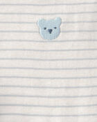 B&eacute;b&eacute; - Ensemble 3 pi&egrave;ces &agrave; superposer, haut &agrave; manches courtes en tissu &eacute;ponge &agrave; motif ourson - Bleu, image 7 sur 8 diapositives