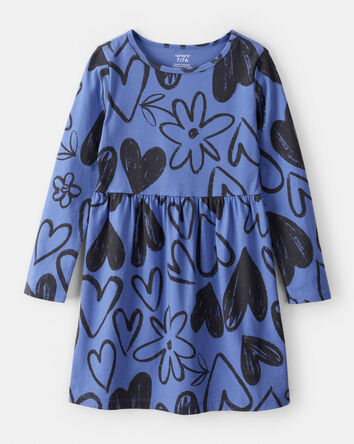 Girls Heart Long-Sleeve Dress - Blue, 