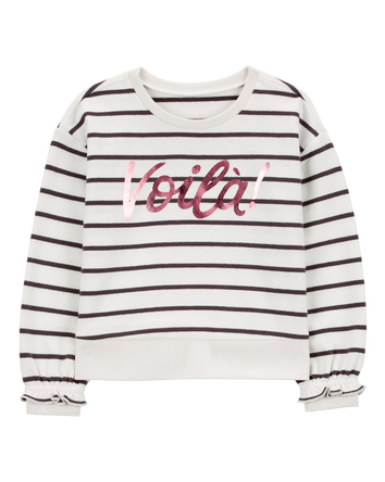 Toddler Striped French Terry Long-Sleeve Pullover - Black/White, 