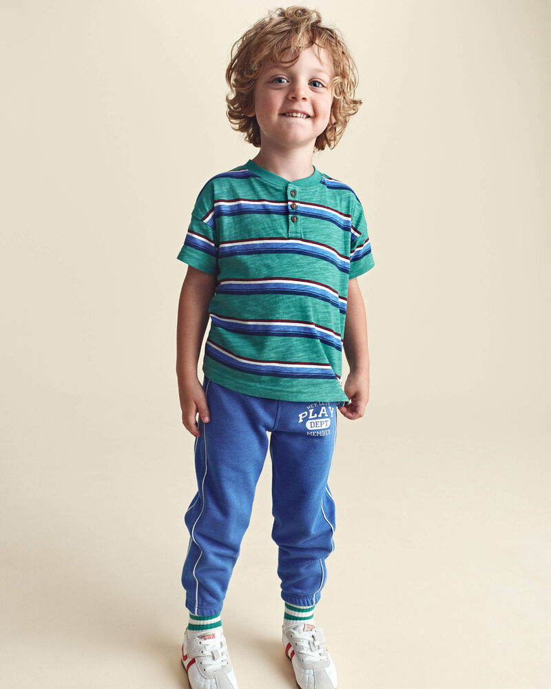 Pantalon de jogging en jersey bouclette &laquo;Play&raquo; pour tout-petit - Bleu, image 2 sur 7 diapositives