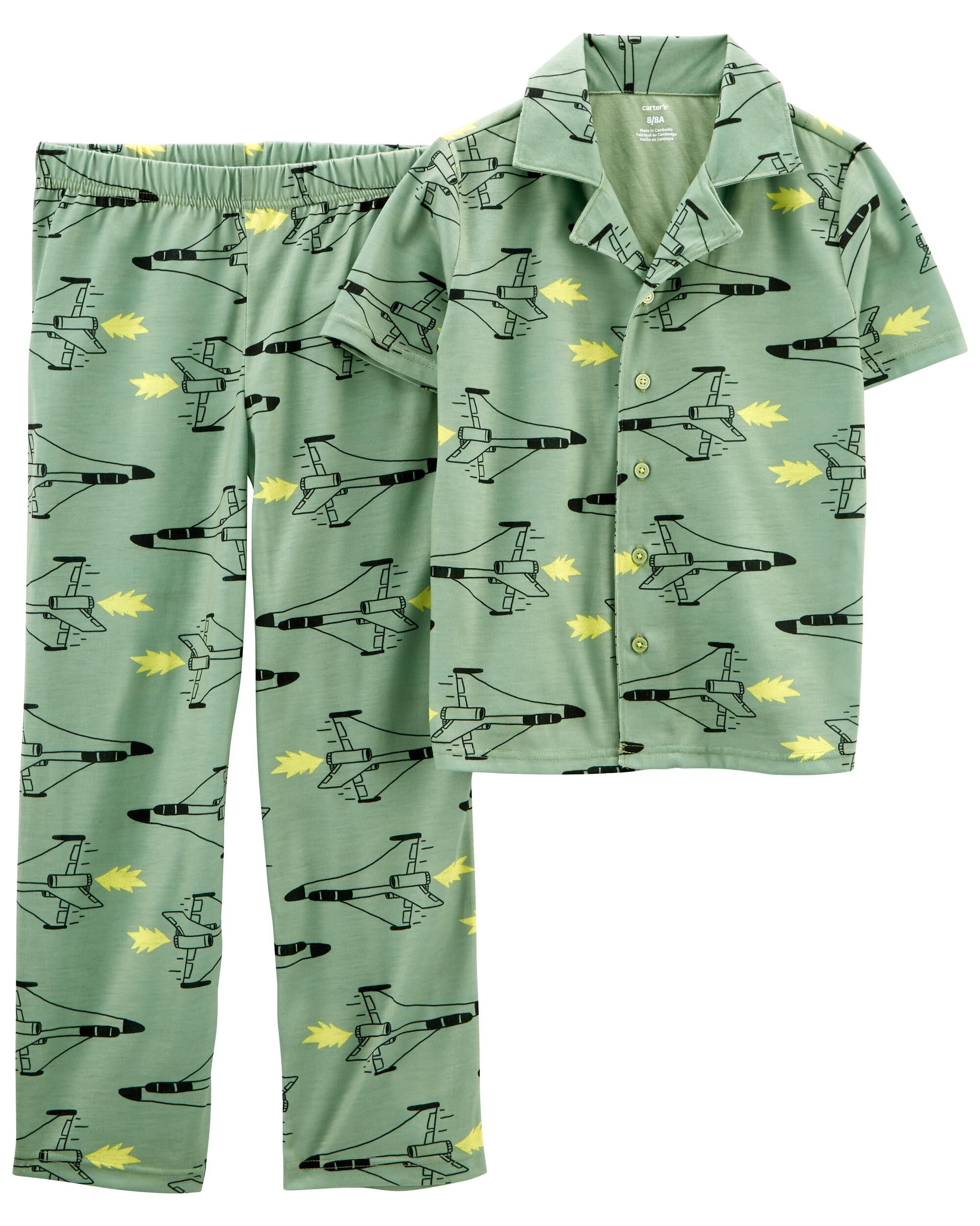 Green 2 Piece Airplane Coat Style Pyjamas Carter s Oshkosh Canada